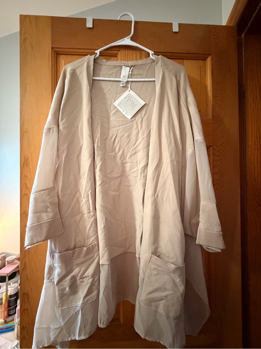 MarlaWynne Cream Open-Front Lightweight Cardigan